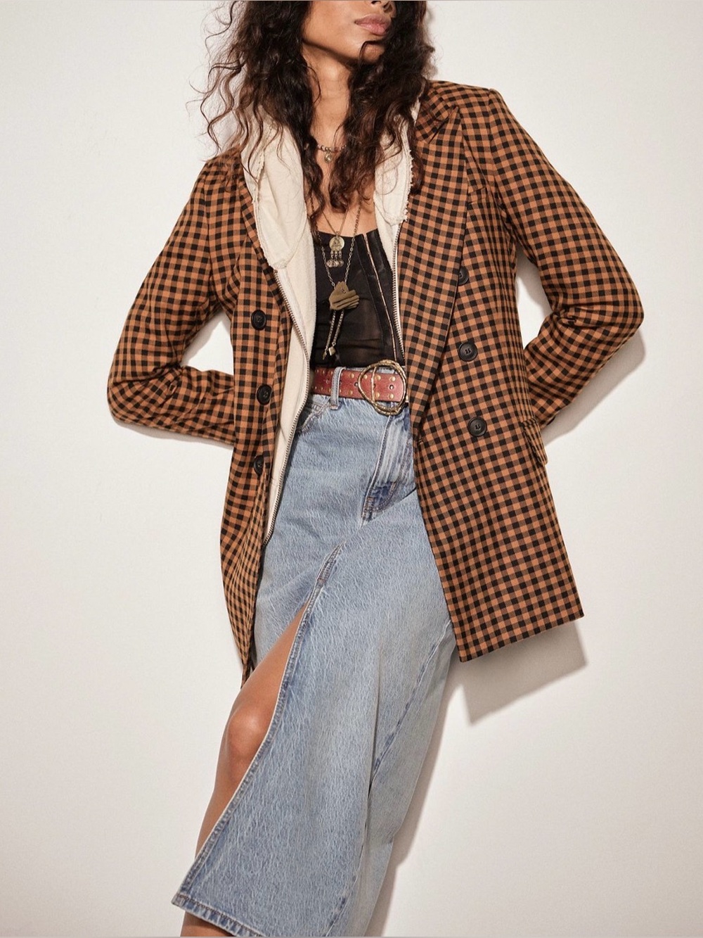 NWOT Free People Ashby Plaid Blazer Sz XS